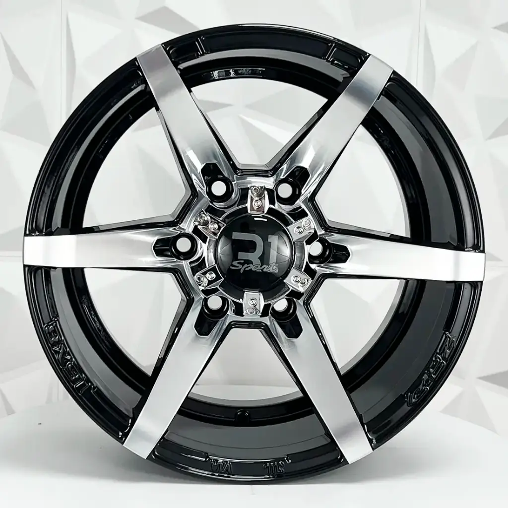 RIN 15X8 6-114.3 R1 SPORT 6032 BLACK MACHINE FACE ET-20 CB66.1