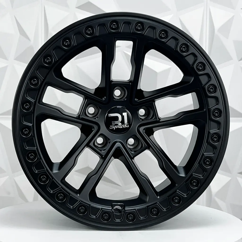 RIN 17X9 5-127 R1 SPORT YF5691 MATE BLACK+RIVETS* ET-10 CB71.56