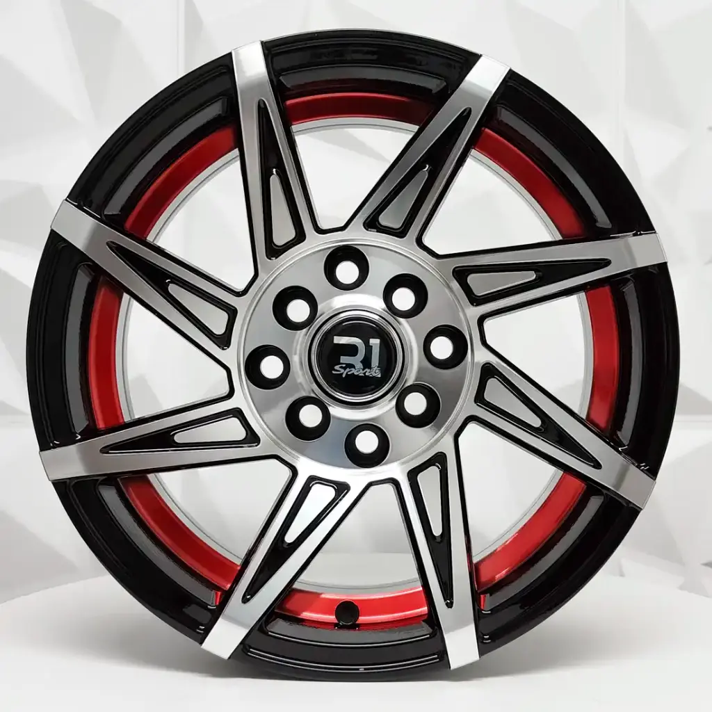 RIN 14X6 4-100/114.3 R1 SPORT QC2057 BLACK MACHINE UDERCUT RED ET10 CB73.1