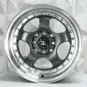 RIN 15X8 4-100/114.3 R1 SPORT 1064 GUNMETAL MACHINE LIP CHROME RIVETS ET20 CB73.